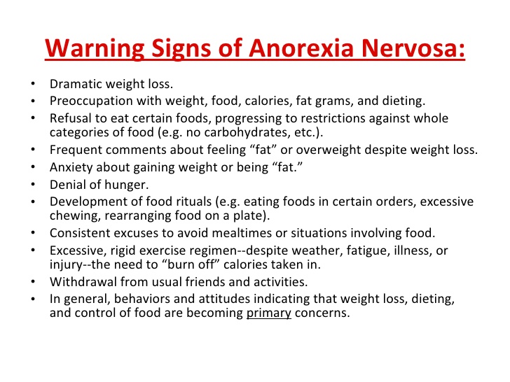 sign symptoms anorexia nervosa